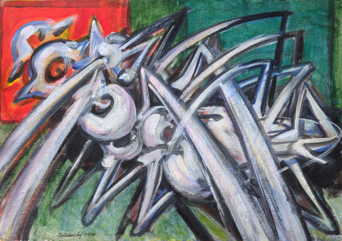 Jiří Načeradský - LEŽÍCÍ KUDLANKA / VĚCI DNE – OBOUSTRANNÁ MALBA, 1974